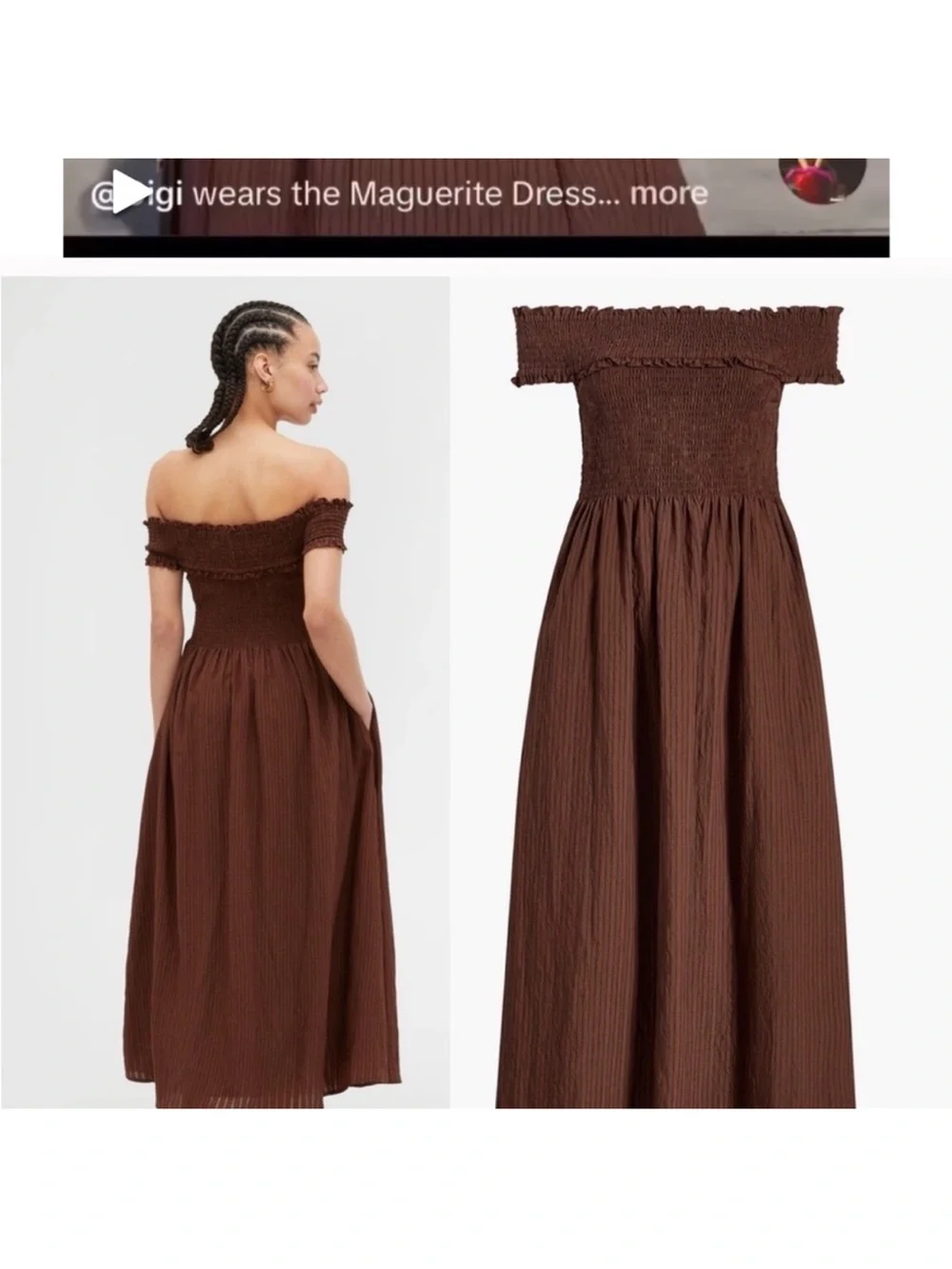 Hill House Marguerite Dress - Brown Tonal Searsucker - Picture 2 of 7